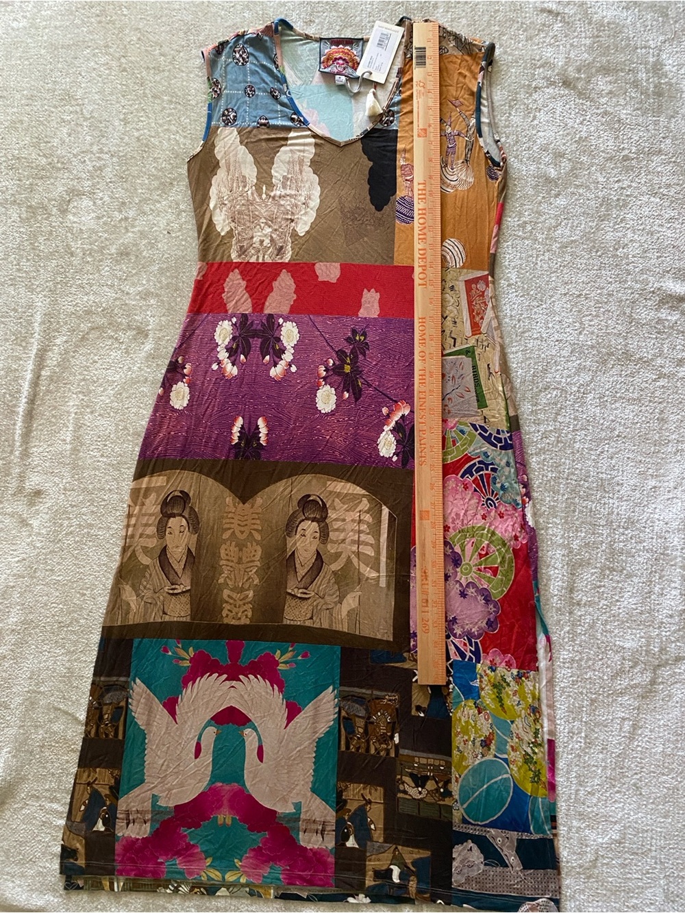 Johnny Was Tokyo High-Slit Bamboo Dress Multicolored Size Small New - Picture 12 of 15